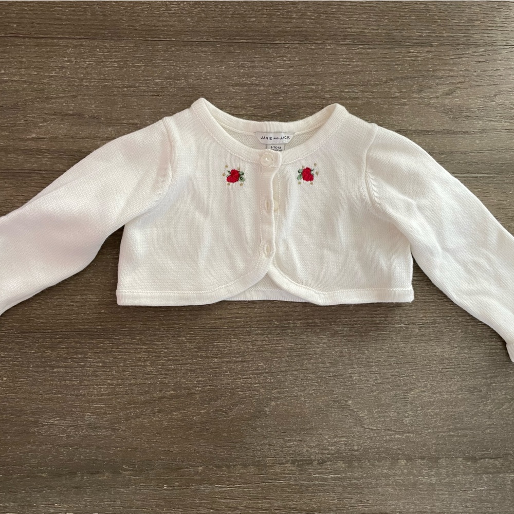 Janie and Jack white sweater. Size 6-12 month.